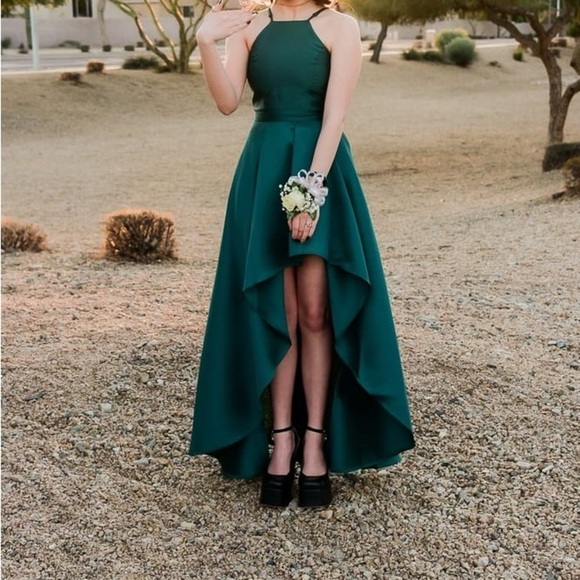 NWOT Broadway Show Emerald Green High-Low Maxi Dress - Picture 3 of 10